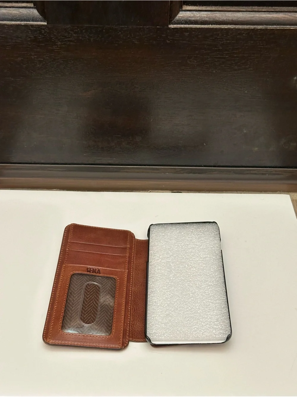 NWT Brown Leather Phone Wallet Case iPhone 6+